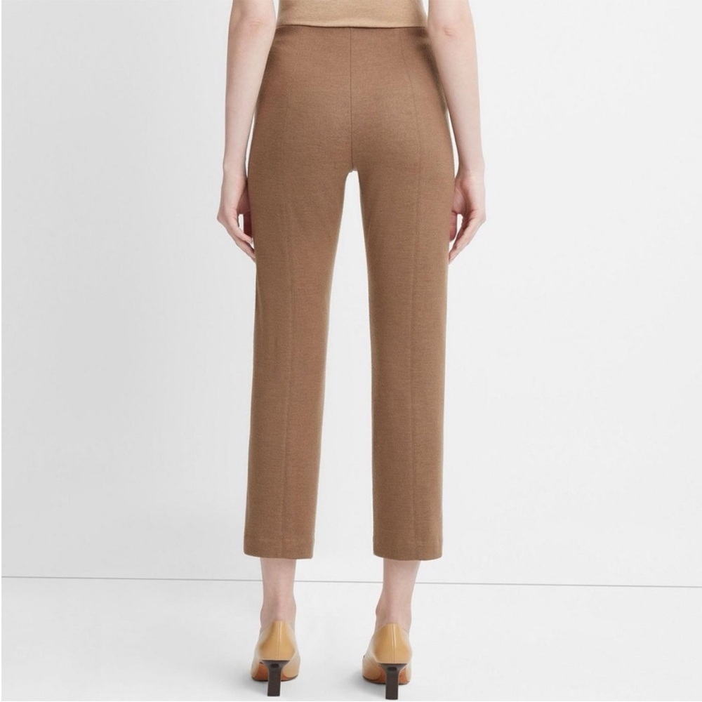 Vince Cozy Wool-Blend Mid-Rise Stitch-Front Pant in chocolate size 10 New - Picture 2 of 6